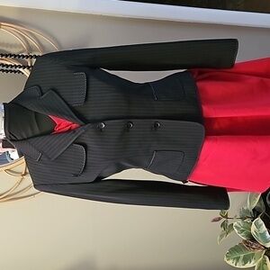 Tahari Arthur S. Levine Black Pinstripe‎ Blazer Sz 4 Petite